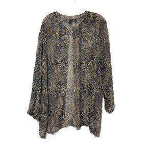 Silk For Africa Women's Long Sleeve Open Front Animal Print Cardigan Brown XL